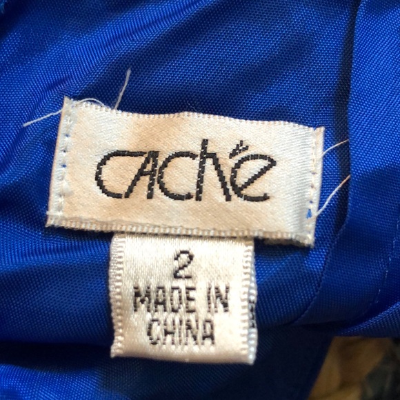 Cache cobalt blue beaded trim open back silk mini dress - Picture 9 of 14